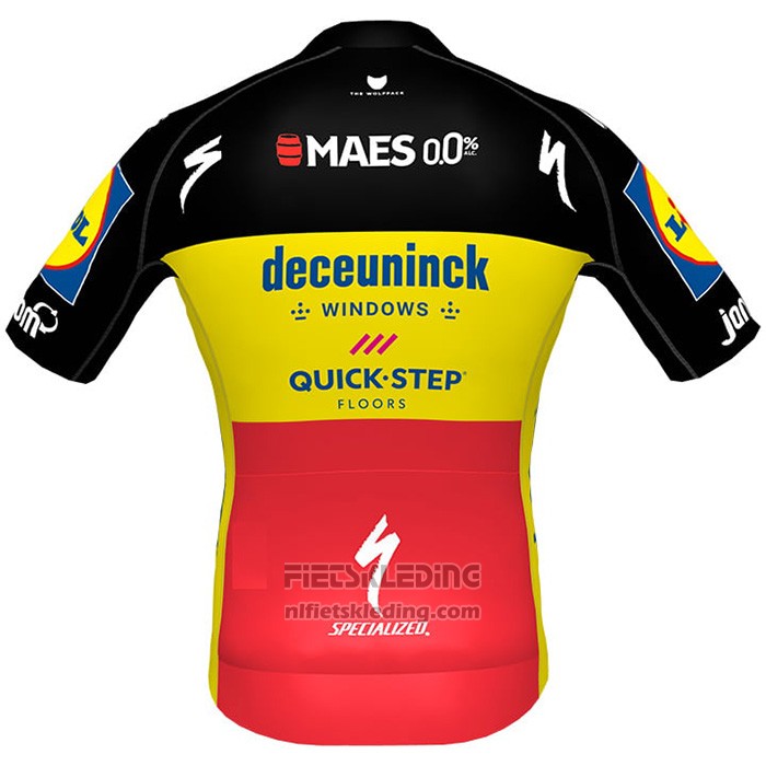 2021 Fietskleding Deceuninck Quick Step Zwart Geel Rood Korte Mouwen en Koersbroek